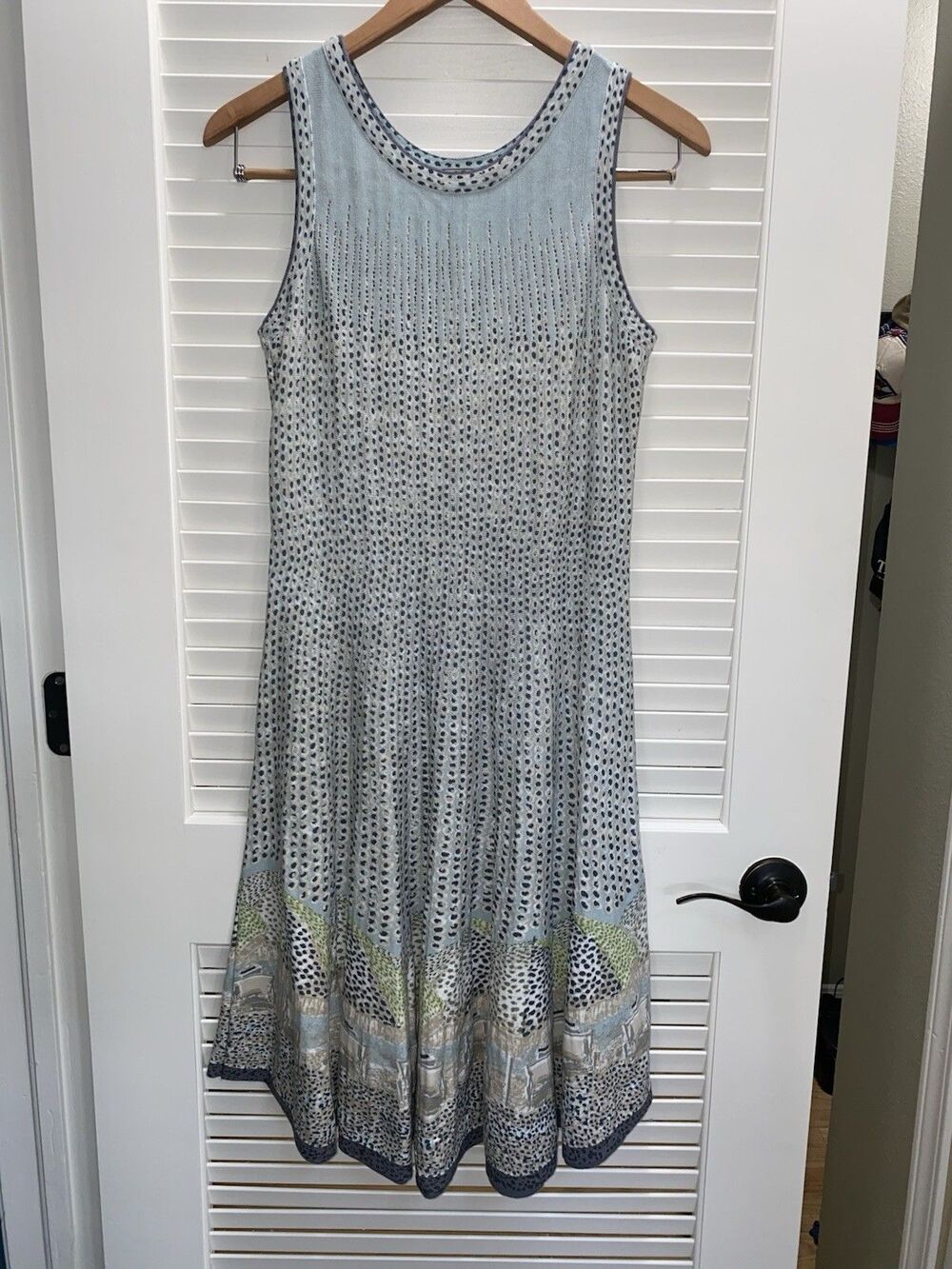 NIC+ZOE Coastal Scenic Pointillist Knit Fit & Flare Dress - Large